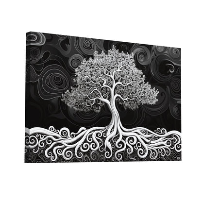 Product Hero 3D WebP Tableau Arbre de Vie Noir et Blanc - Art Virtuoso