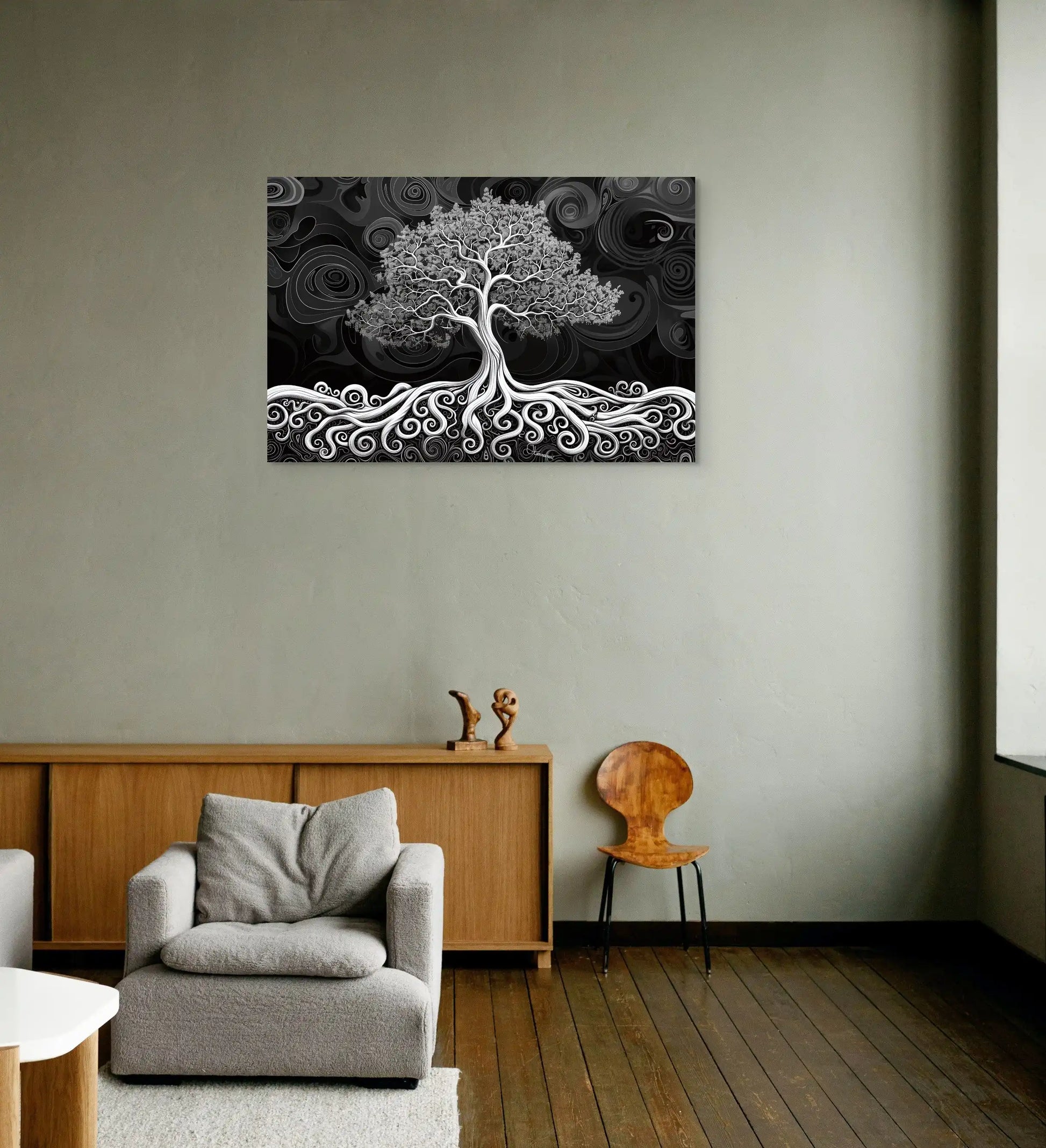 Tableau Arbre de Vie Noir et Blanc  Art Virtuoso   