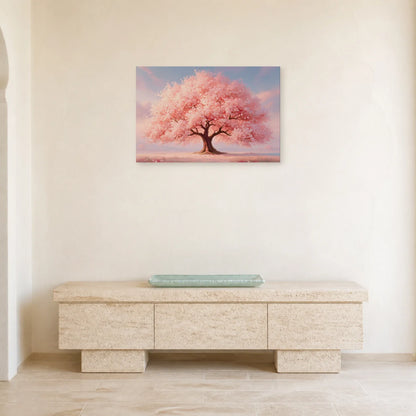 Tableau Arbre de Vie Rose présenté dans une entrée - Art Virtuoso