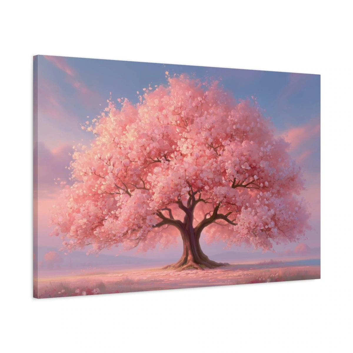 Tableau Arbre de Vie Rose, vue latérale de la toile avec bords imprimés - Art Virtuoso
