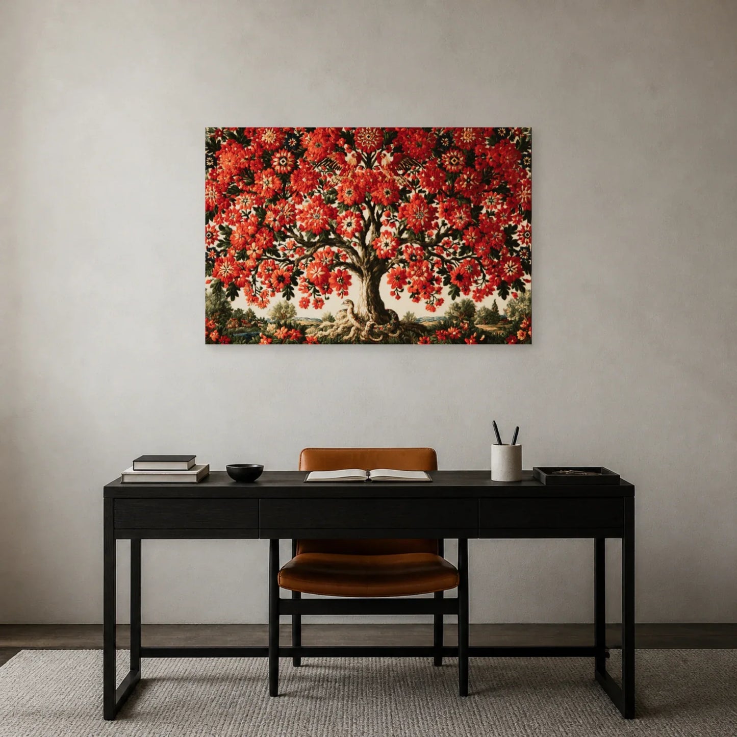 Tableau Arbre du Monde Slave présenté dans un bureau - Art Virtuoso