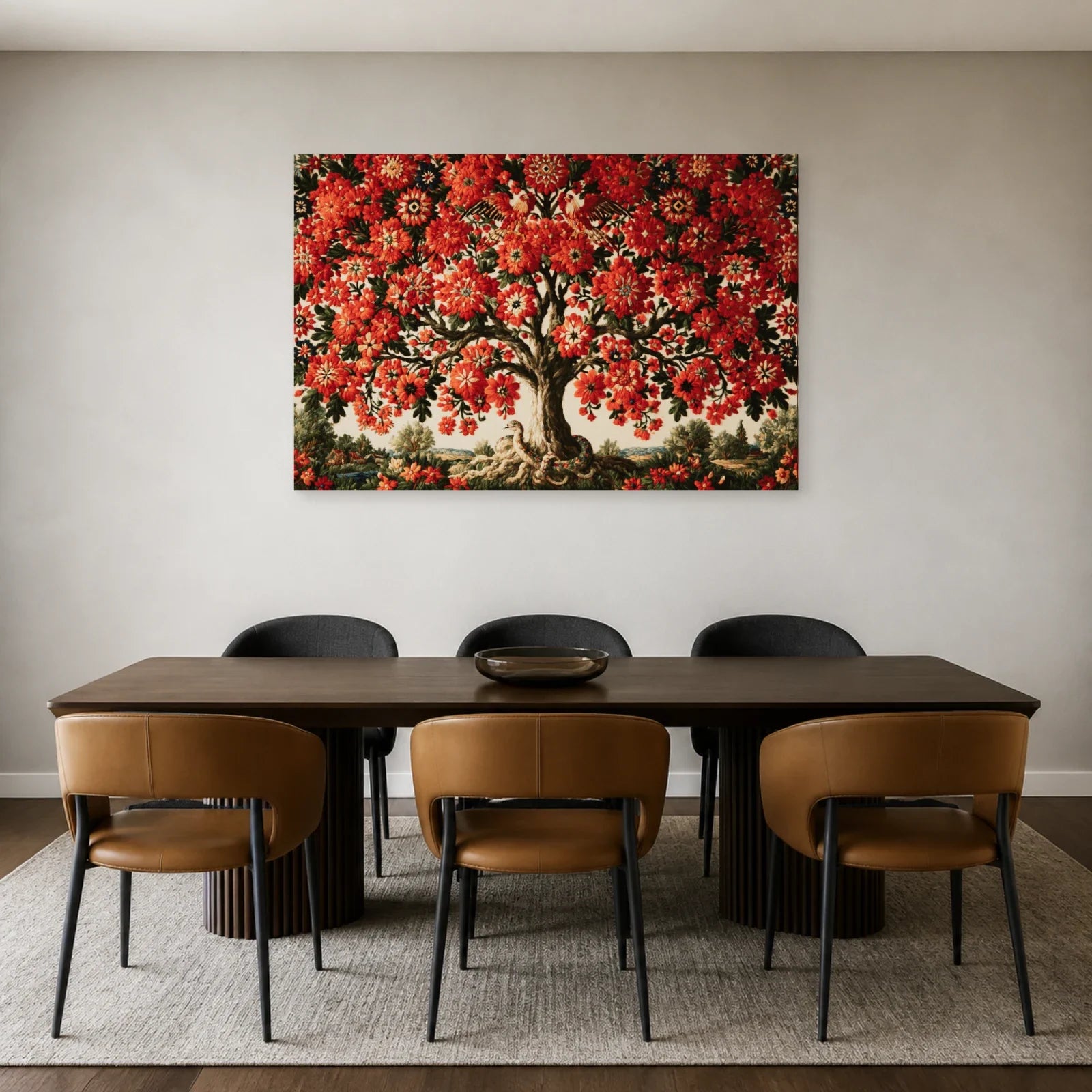Tableau Arbre du Monde Slave présenté dans une salle à manger - Art Virtuoso