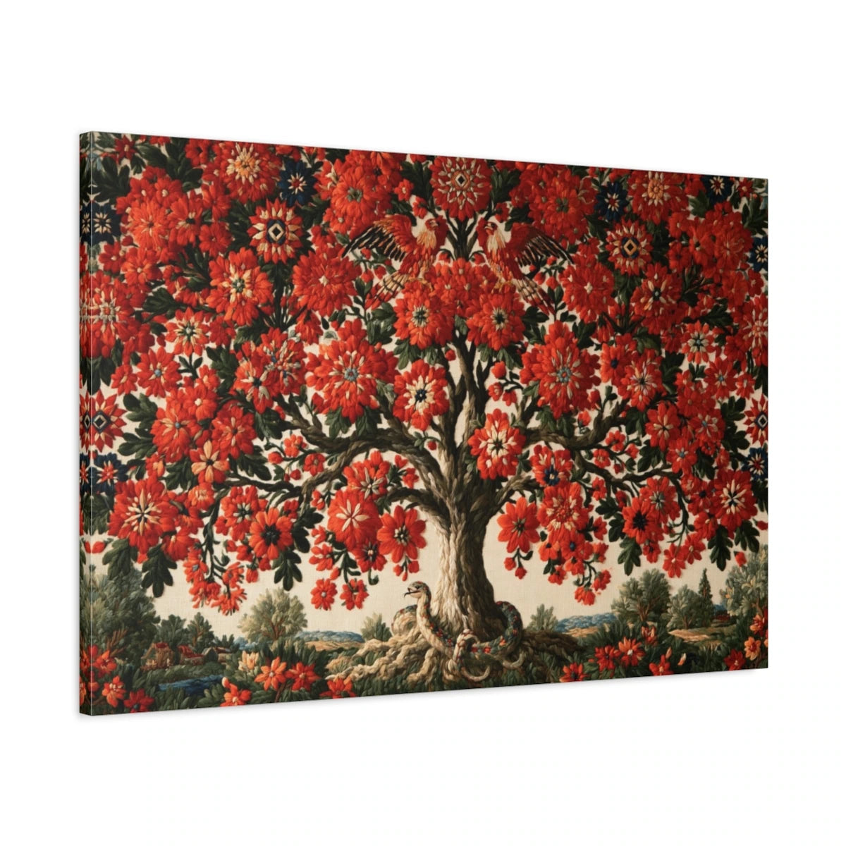 Tableau Arbre du Monde Slave, vue latérale de la toile avec bords imprimés - Art Virtuoso
