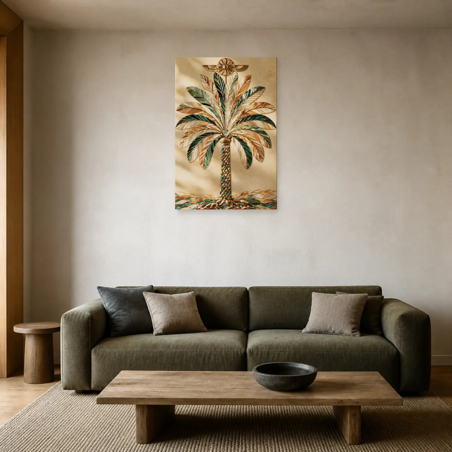 Tableau Arbre Sacré Assyrien présenté dans un salon - Art Virtuoso