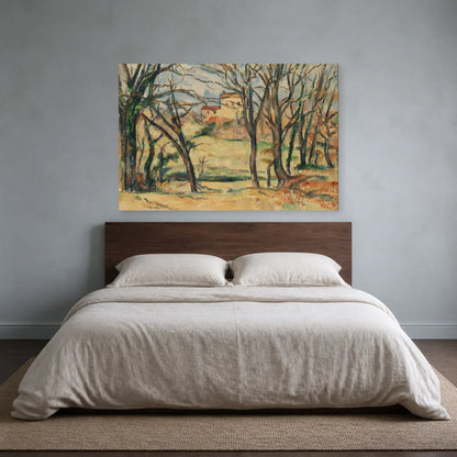 Tableau Arbres et maisons près du Jas de Bouffan – Paul Cézanne dans une chambre - Art Virtuoso