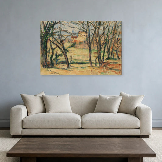 Tableau Arbres et maisons près du Jas de Bouffan – Paul Cézanne dans un salon - Art Virtuoso