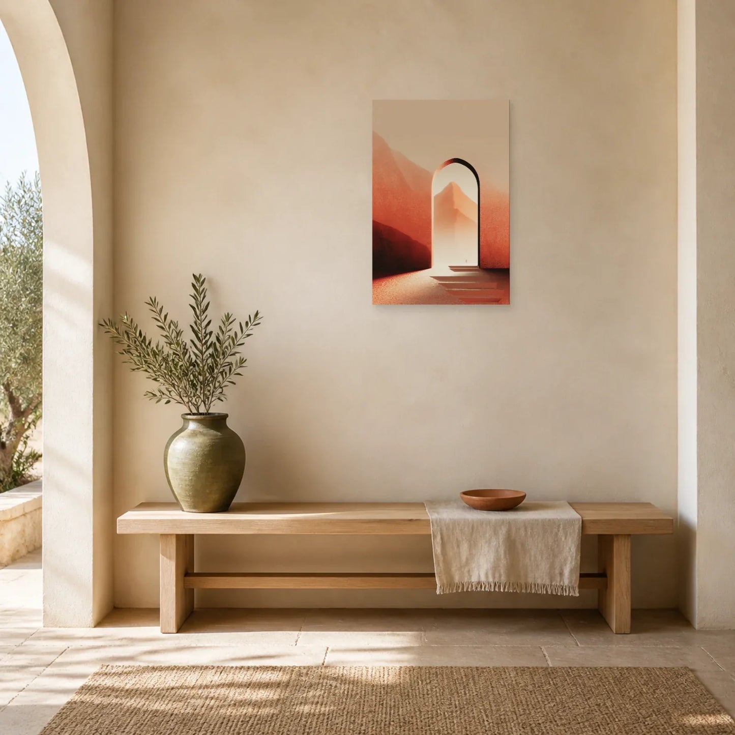 Tableau Arche Mediterraneenne Terracotta dans une entree ou un couloir - Art Virtuoso