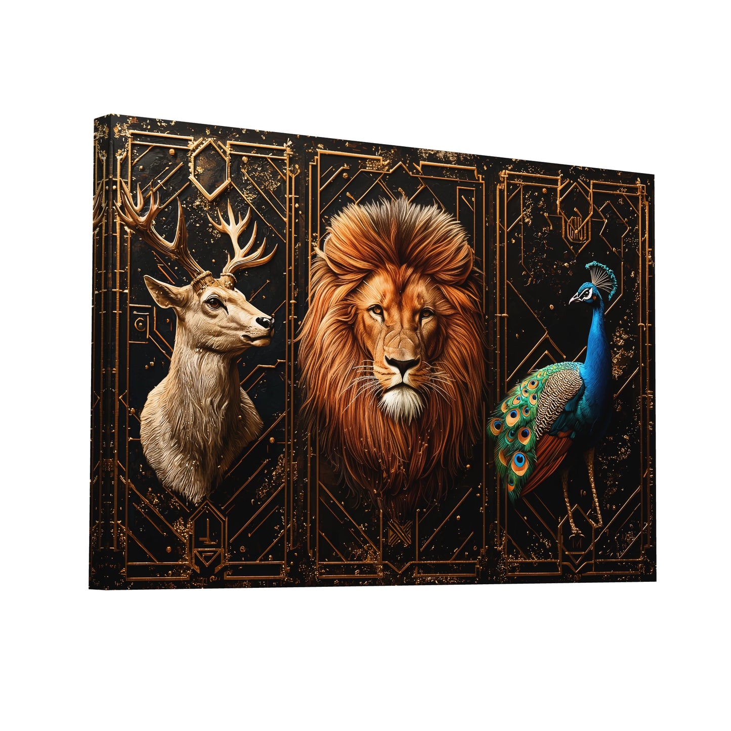 Product Hero 3D WebP Tableau Art Deco Animaux - Art Virtuoso