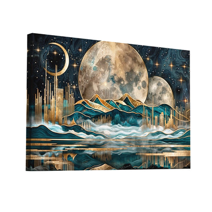 Product Hero 3D WebP Tableau Art Deco Contemporain Abstrait - Voyage Lunaire - Art Virtuoso