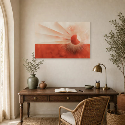 Tableau Art Deco Eventail Terracotta dans un bureau - Art Virtuoso