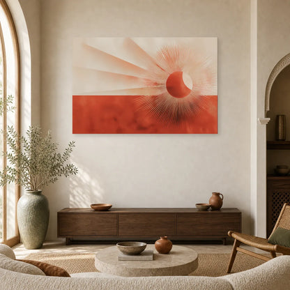 Tableau Art Deco Eventail Terracotta dans un salon - Art Virtuoso