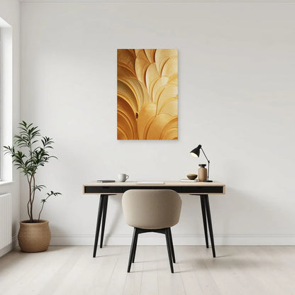 Tableau vertical à éventails dorés dans un bureau raffiné Art Virtuoso