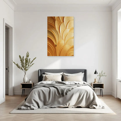 Tableau Art déco jaune au-dessus d'une console de chambre Art Virtuoso