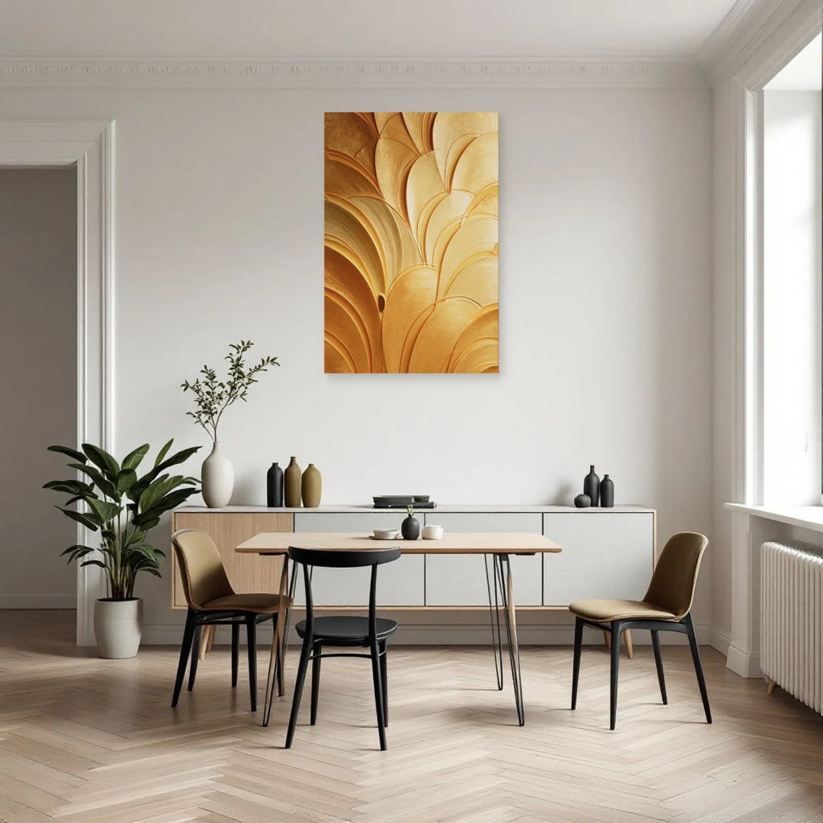Tableau jaune à arcs Art déco dans une cuisine contemporaine Art Virtuoso