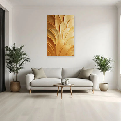 Tableau Art déco jaune éventail dans un salon élégant en noyer Art Virtuoso