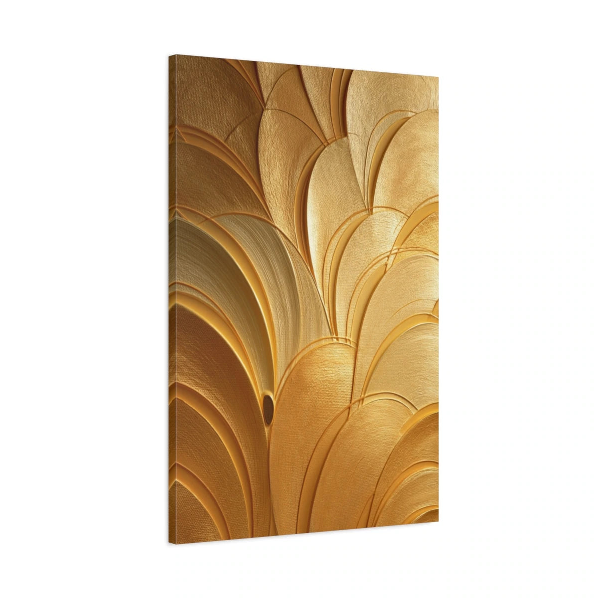 Tableau Art Déco Jaune Éventail - Arcs Dorés - toile 3D avec bords imprimés - Art Virtuoso
