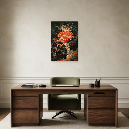 Tableau Ashvattha Arbre Inversé présenté dans un bureau - Art Virtuoso