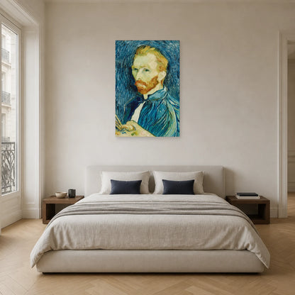 Tableau Autoportrait avec palette – Vincent van Gogh dans une chambre - Art Virtuoso
