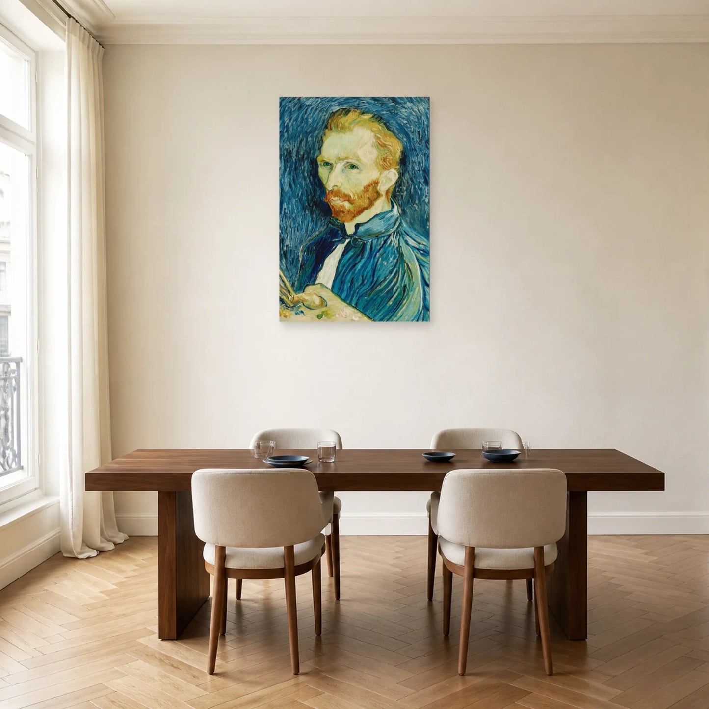 Tableau Autoportrait avec palette – Vincent van Gogh dans une salle à manger - Art Virtuoso