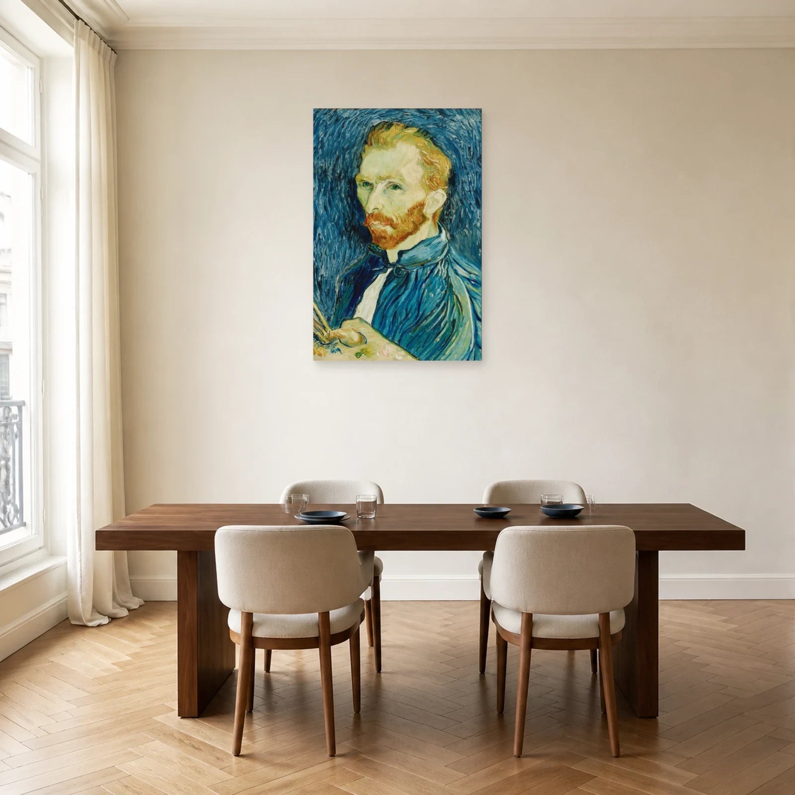 Tableau Autoportrait avec palette – Vincent van Gogh dans une salle à manger - Art Virtuoso
