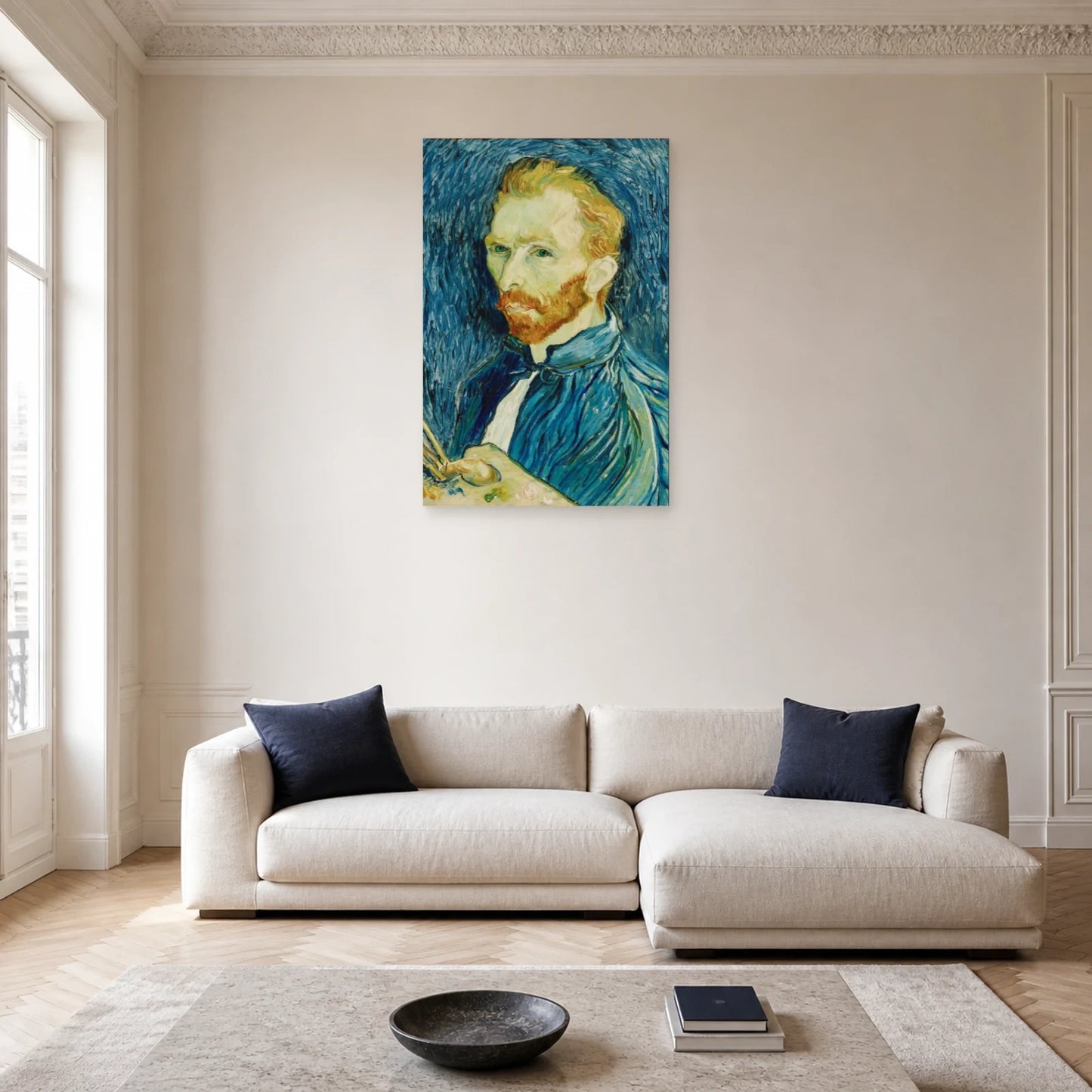 Tableau Autoportrait avec palette – Vincent van Gogh dans un salon - Art Virtuoso