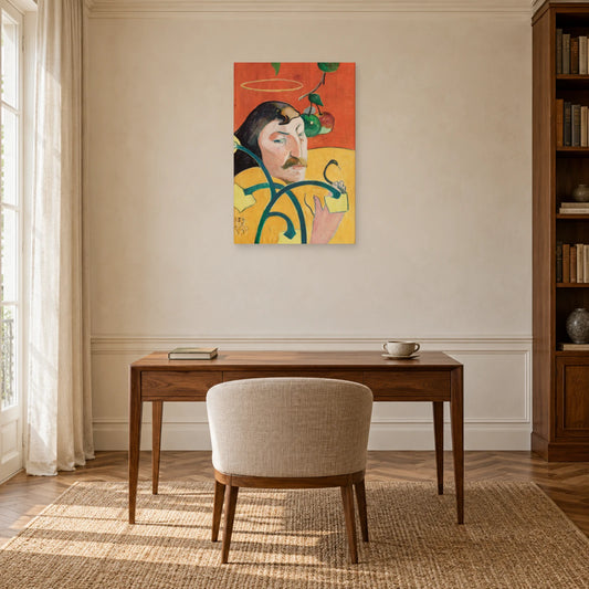 Tableau Autoportrait à l’auréole de Paul Gauguin dans un bureau - Art Virtuoso