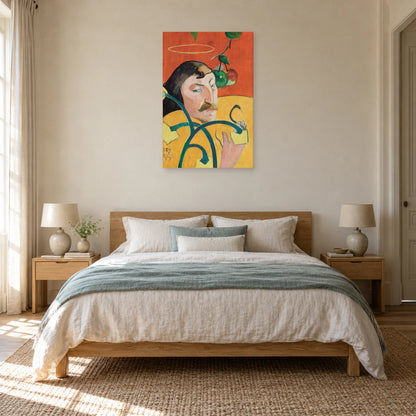 Tableau Autoportrait à l’auréole de Paul Gauguin dans une chambre - Art Virtuoso