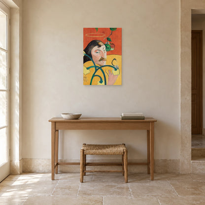 Tableau Autoportrait à l’auréole de Paul Gauguin dans une entrée ou un couloir - Art Virtuoso