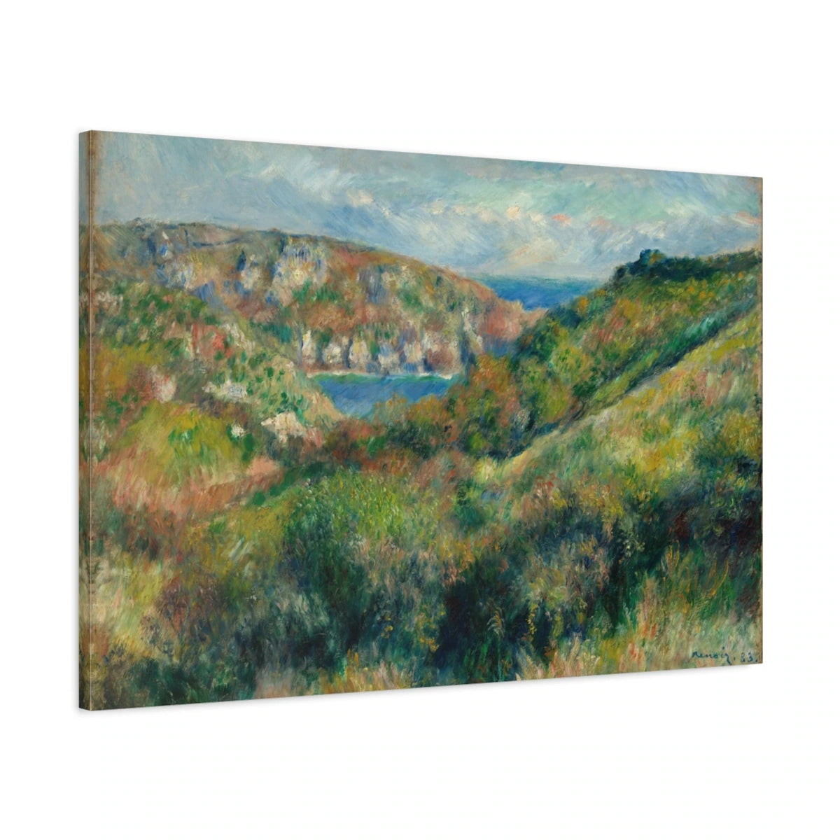 Tableau Collines autour de la baie de Moulin Huet, Guernesey – Pierre-Auguste Renoir - toile 3D avec bords imprimés - Art Virtuoso