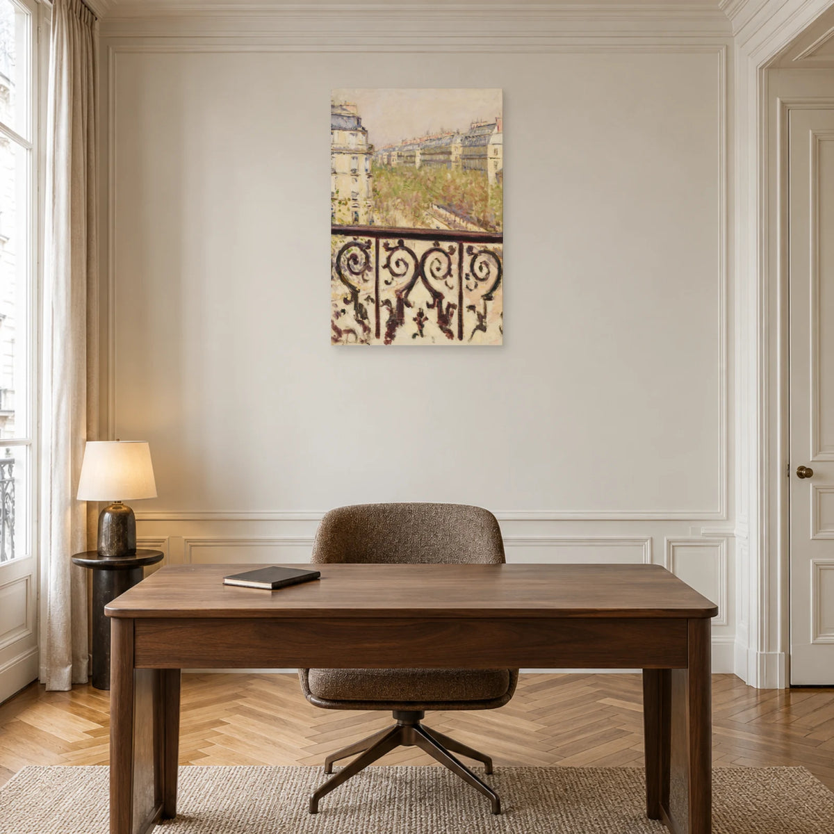 Tableau Un balcon, boulevard Haussmann de Caillebotte dans un bureau - Art Virtuoso