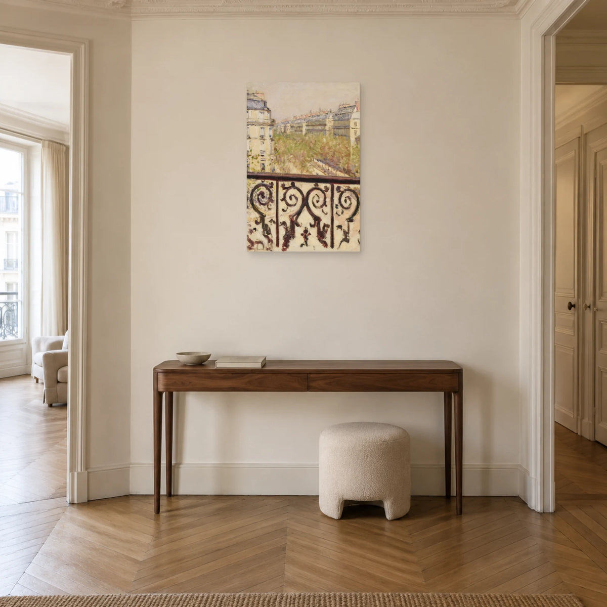 Tableau Un balcon, boulevard Haussmann de Caillebotte dans une entrée ou un couloir - Art Virtuoso