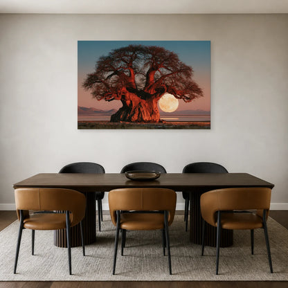 Tableau Baobab Arbre de Vie présenté dans une salle à manger - Art Virtuoso