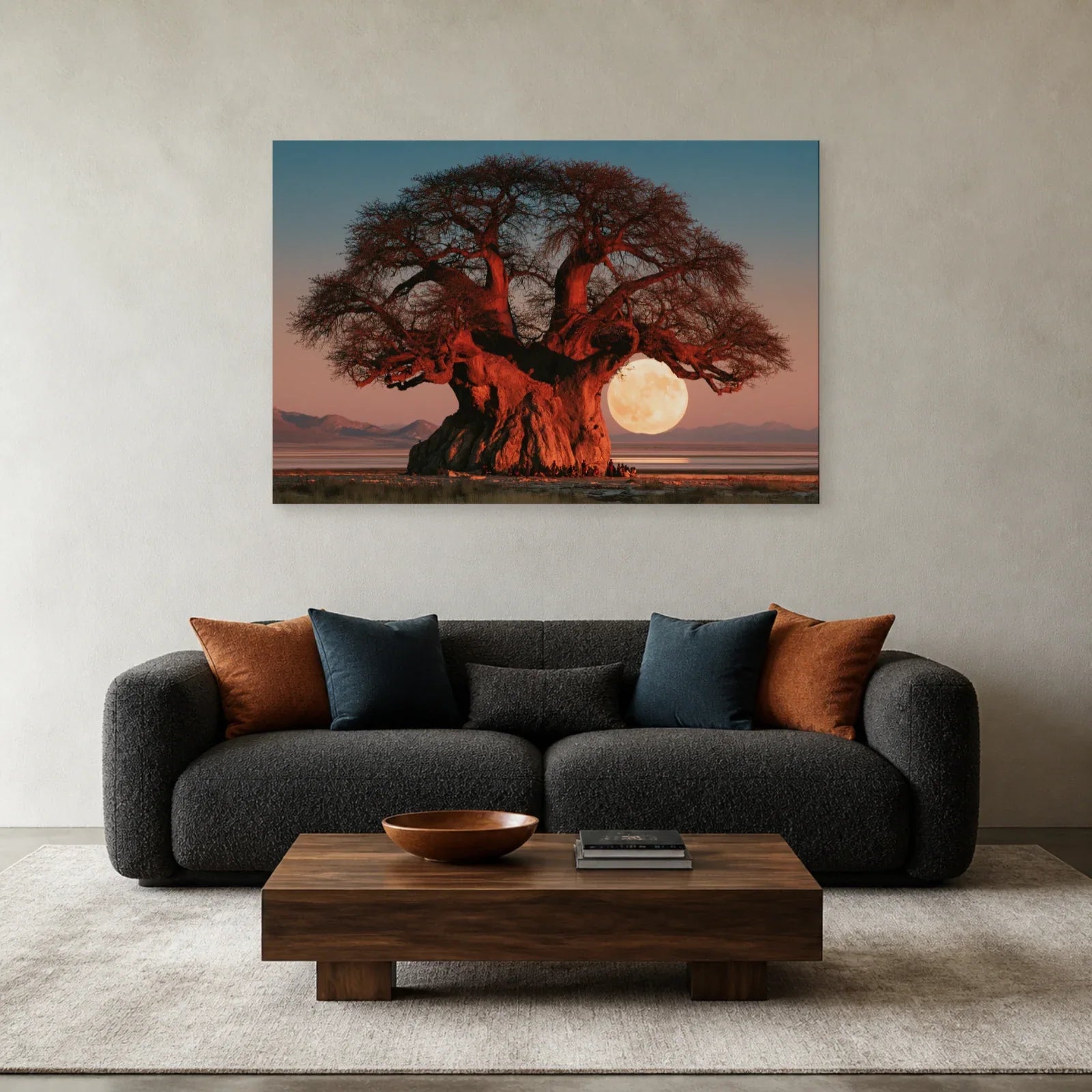 Tableau Baobab Arbre de Vie présenté dans un salon - Art Virtuoso