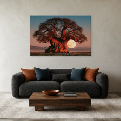 Tableau Baobab Arbre de Vie présenté dans un salon - Art Virtuoso