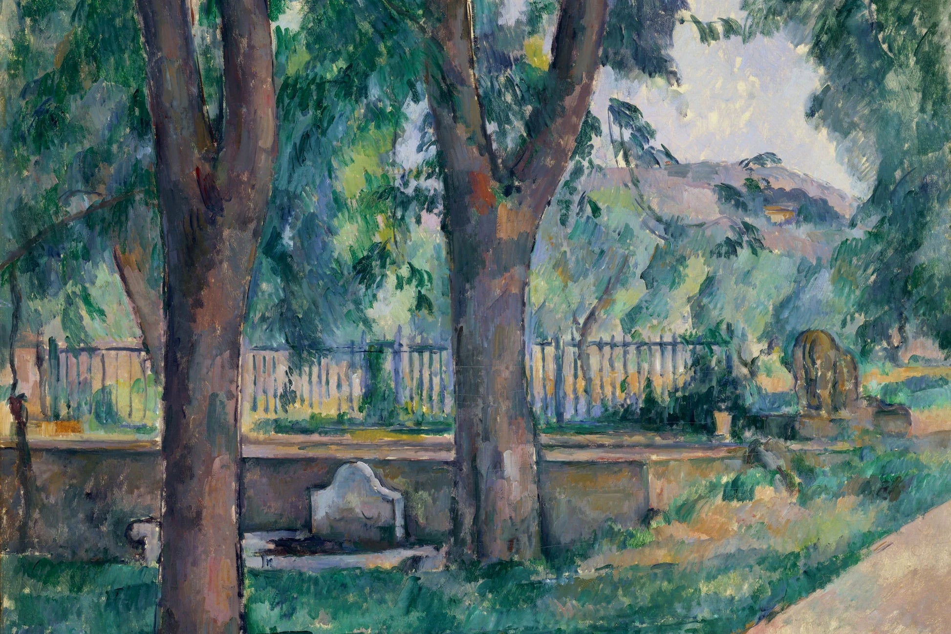 Reproduction format S du Bassin du Jas de Bouffan avec ses grands arbres
