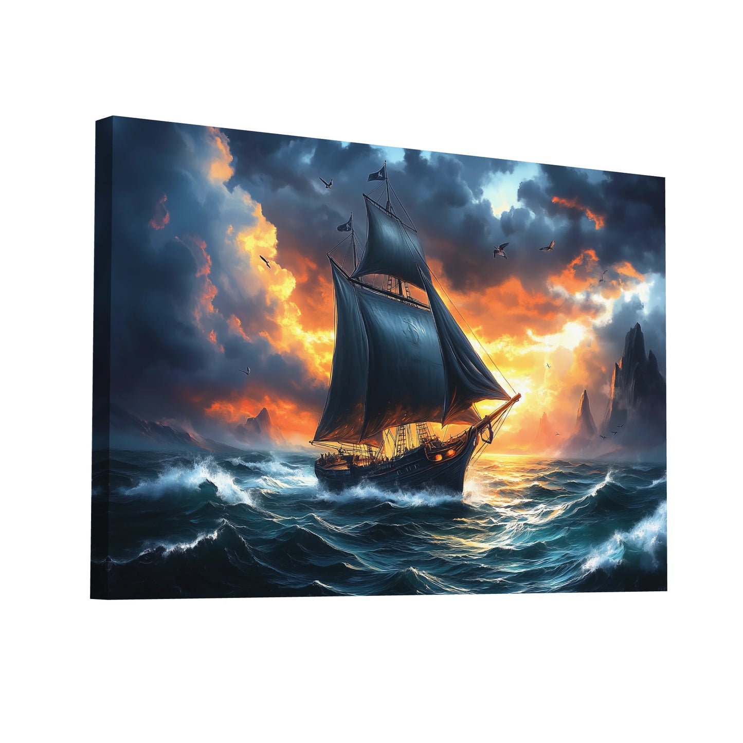 Product Hero 3D WebP Tableau Bateau Ancien : Odyssée au Crépuscule - Art Virtuoso