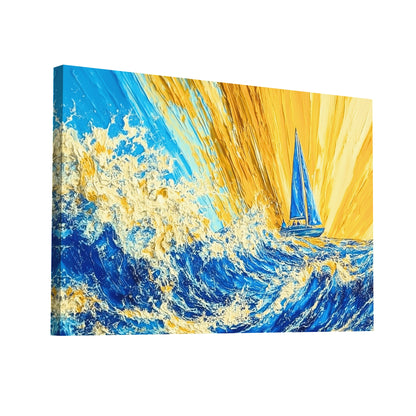Product Hero 3D WebP Tableau Bateau Bleu : Écume Solaire - Art Virtuoso