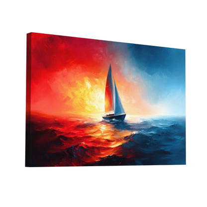 Product Hero 3D WebP Tableau Bateau Coucher de Soleil : Fusion Marine - Art Virtuoso