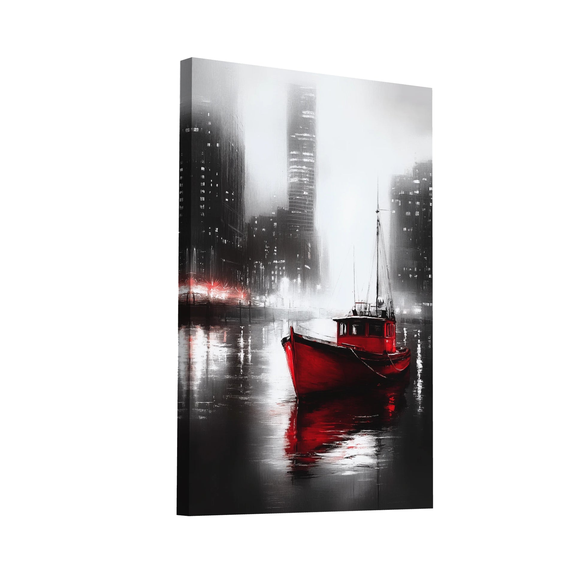 Product Hero 3D WebP Tableau Bateau Rouge - Brillances Urbaines - Art Virtuoso