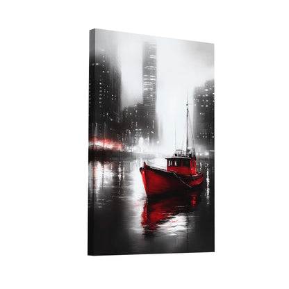 Product Hero 3D WebP Tableau Bateau Rouge - Brillances Urbaines - Art Virtuoso