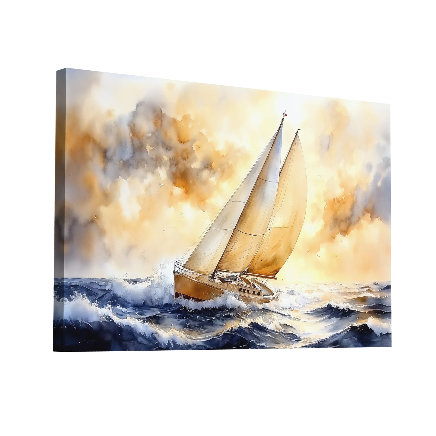 Product Hero 3D WebP Tableau Bateau Voilier : Lumière sur les Vagues - Art Virtuoso