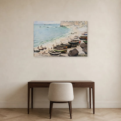 Tableau Bateaux sur la plage à Étretat – Claude Monet dans un bureau - Art Virtuoso