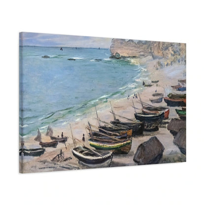 Tableau Bateaux sur la plage à Étretat – Claude Monet - toile 3D avec bords imprimés - Art Virtuoso