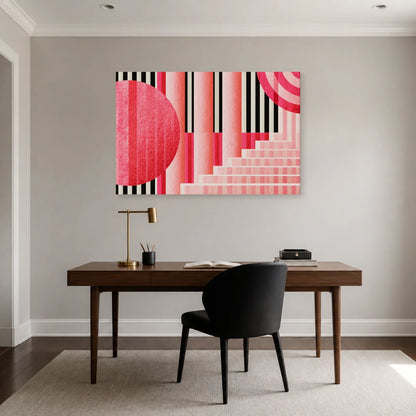 Tableau Bauhaus Rose présenté dans un bureau - Art Virtuoso