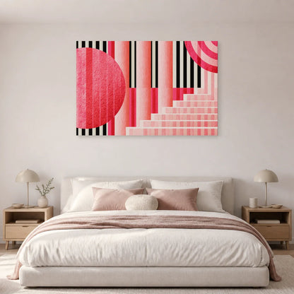 Tableau Bauhaus Rose présenté dans une chambre - Art Virtuoso