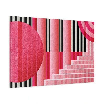 Tableau Bauhaus Rose, vue latérale de la toile avec bords imprimés - Art Virtuoso