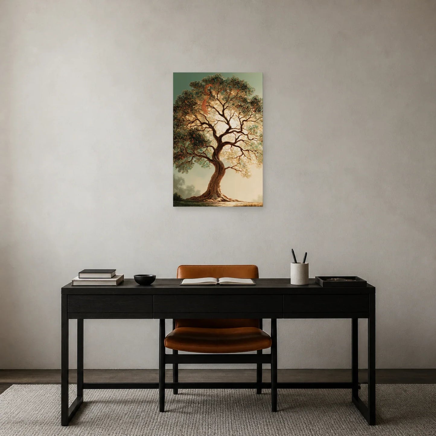 Tableau Bayterek Arbre de Vie présenté dans un bureau - Art Virtuoso