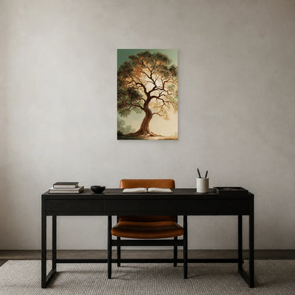 Tableau Bayterek Arbre de Vie présenté dans un bureau - Art Virtuoso
