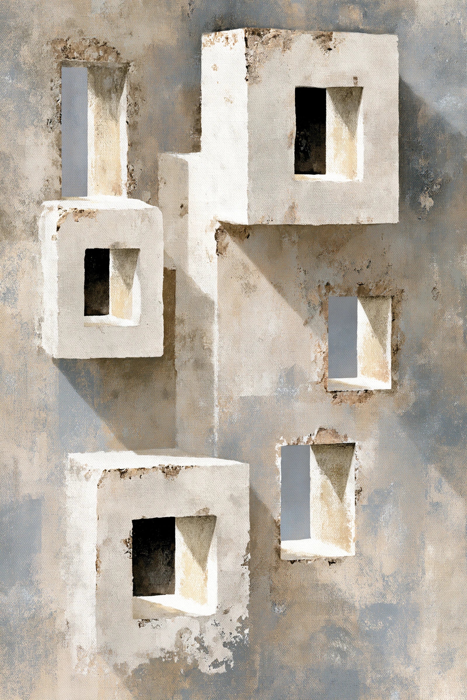 tableau architecture beige aux portes lumineuses en taille S