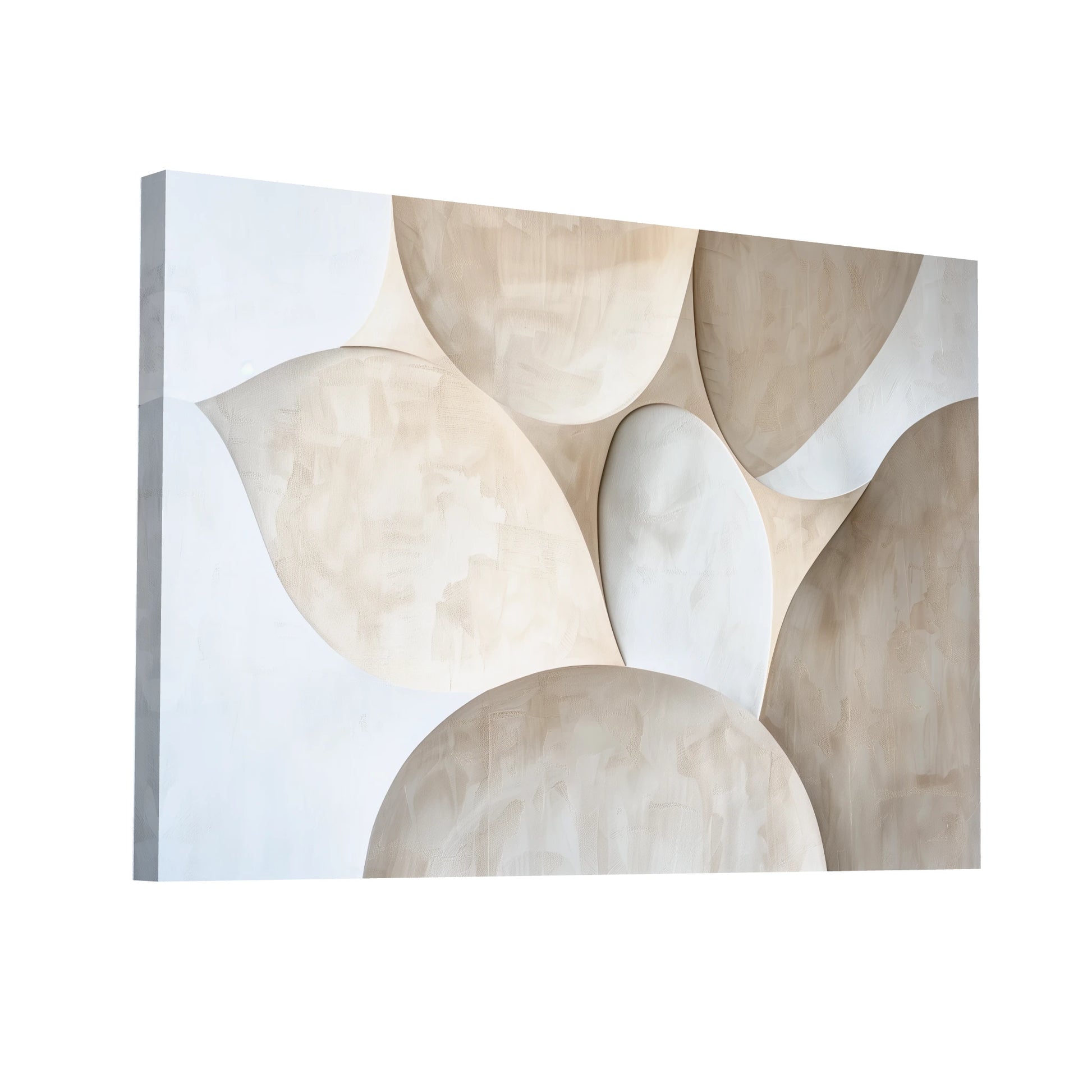 Product Hero 3D WebP Tableau Beige Blanc Minimaliste - Art Virtuoso
